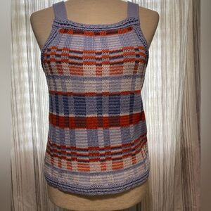 Banana Republic 100% cotton knit tank top, blue/white/red, size small